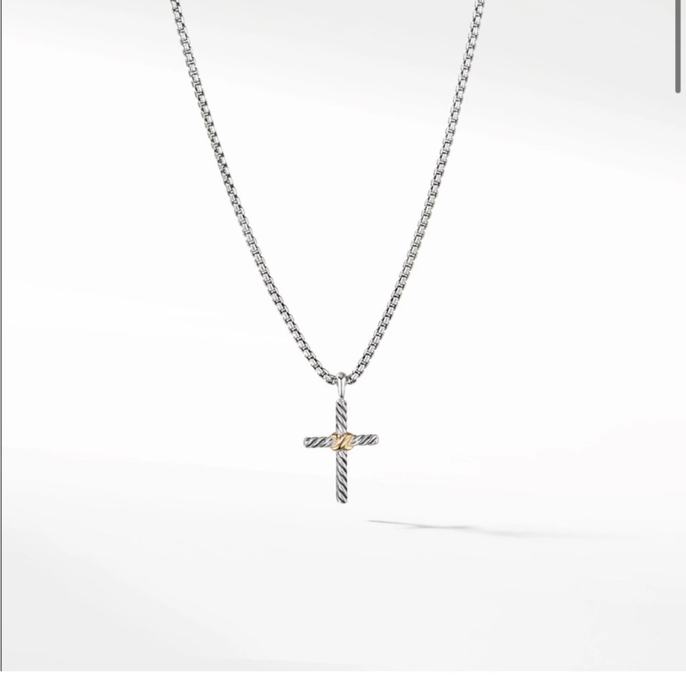 David Yurman Petite X Cross Necklace with 14k Gold